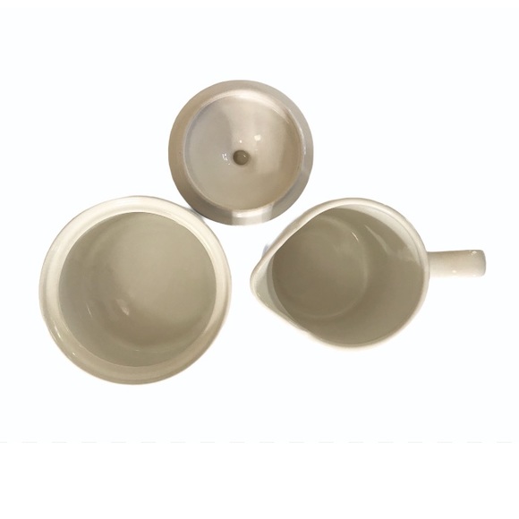 Vintage MCM Stoneware Cream & Sugar Set Japan Blue Plaid - Picture 3 of 7